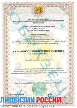 Образец сертификата соответствия аудитора №ST.RU.EXP.00014299-1 Вологда Сертификат ISO 14001